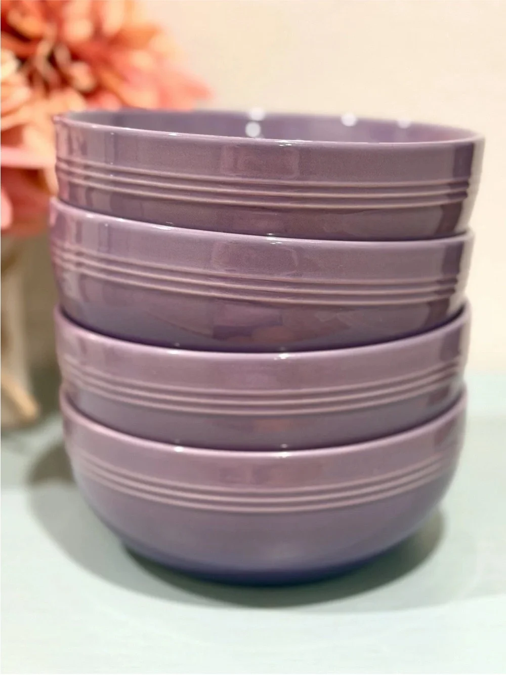 Le Creuset Stoneware San Francisco Coupe Soup / Cereal Bowls (4) ~ ULTRA VIOLET